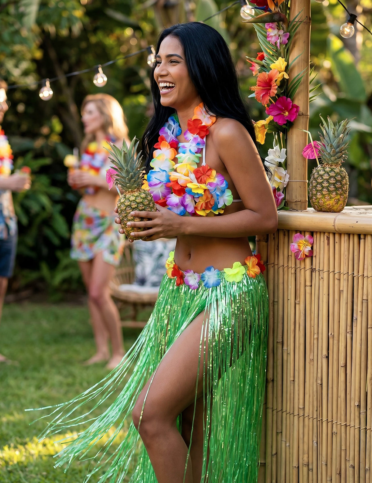 Hosszú hawaii szoknya zöld felnőtt