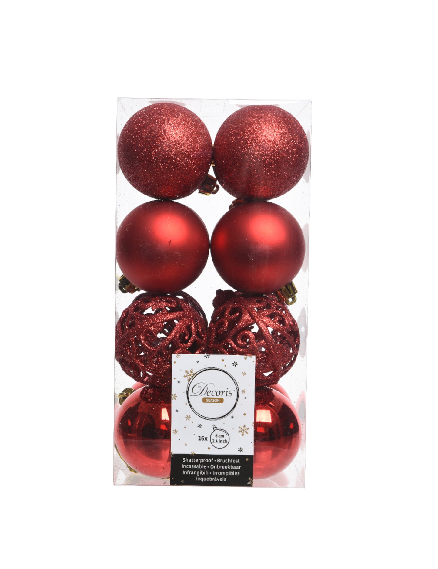 16 db kis piros karácsonyfadísz, 6 db cm, különféle felületek