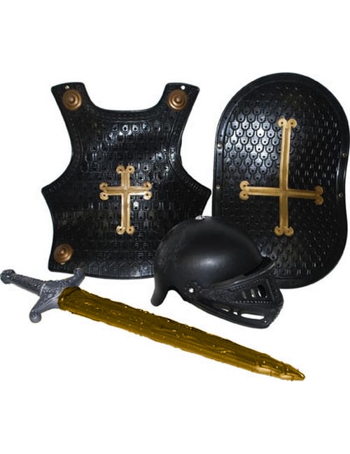 Fekete és arany műanyag gyermek lovagkészlet