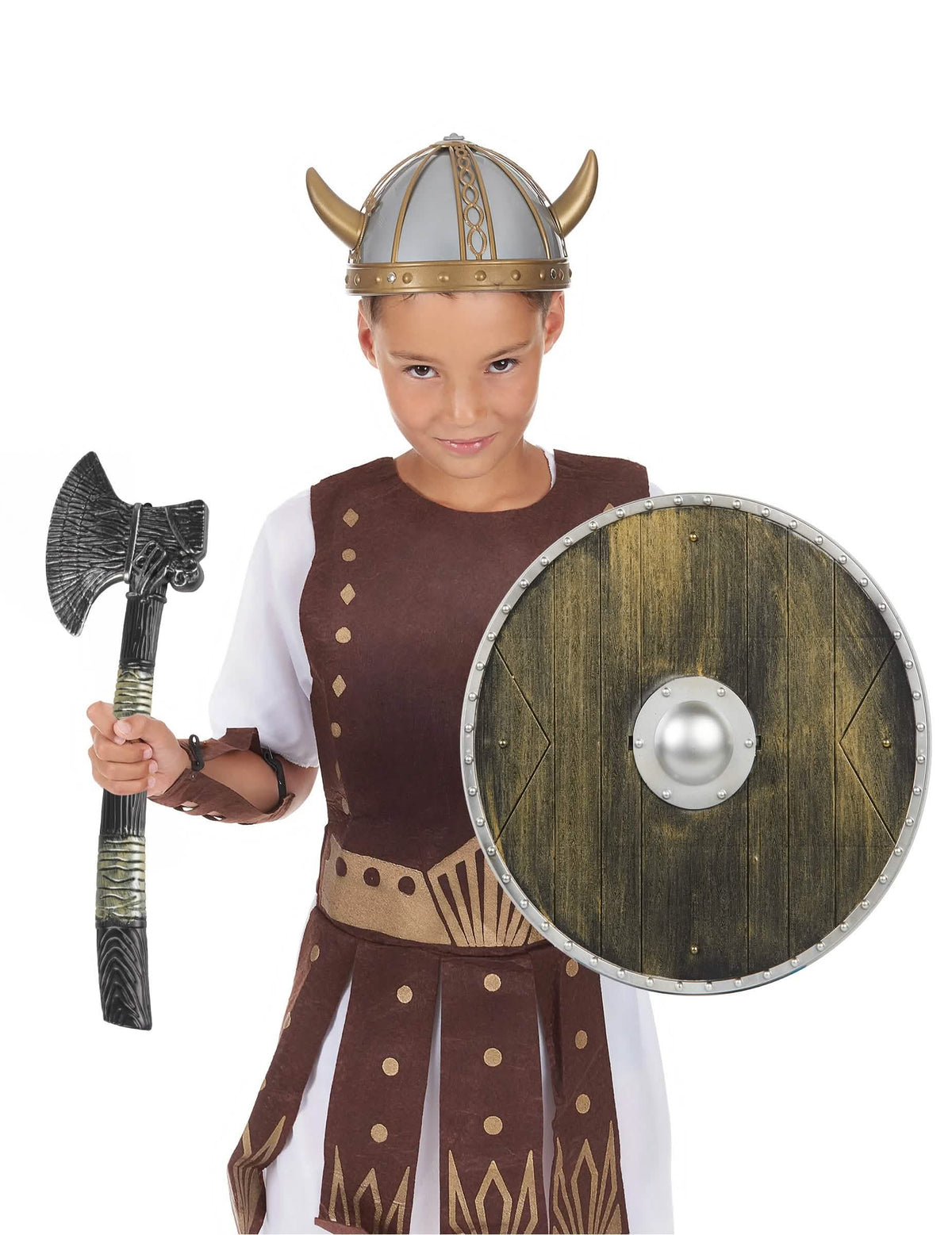 Elölnézetben a gyermeken viselt gyermek viking készlet
