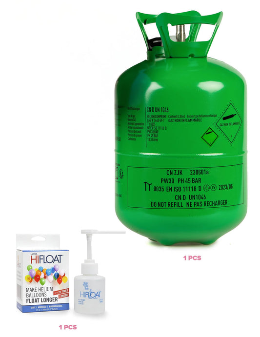 Nagy héliumflakon-készlet akár 50 lufihoz Hi-Float-tal