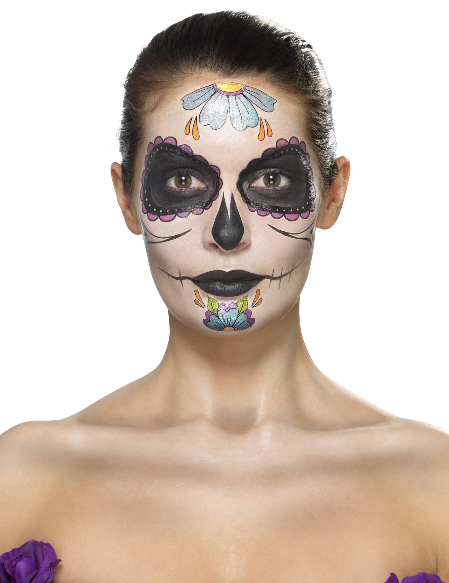 Kit sminkkék virág nő dia de los muertos