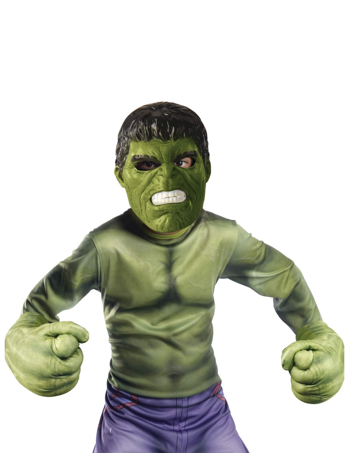 Hulk maszk- és óriáskesztyű-készlet gyermeknek zöld és lila színben