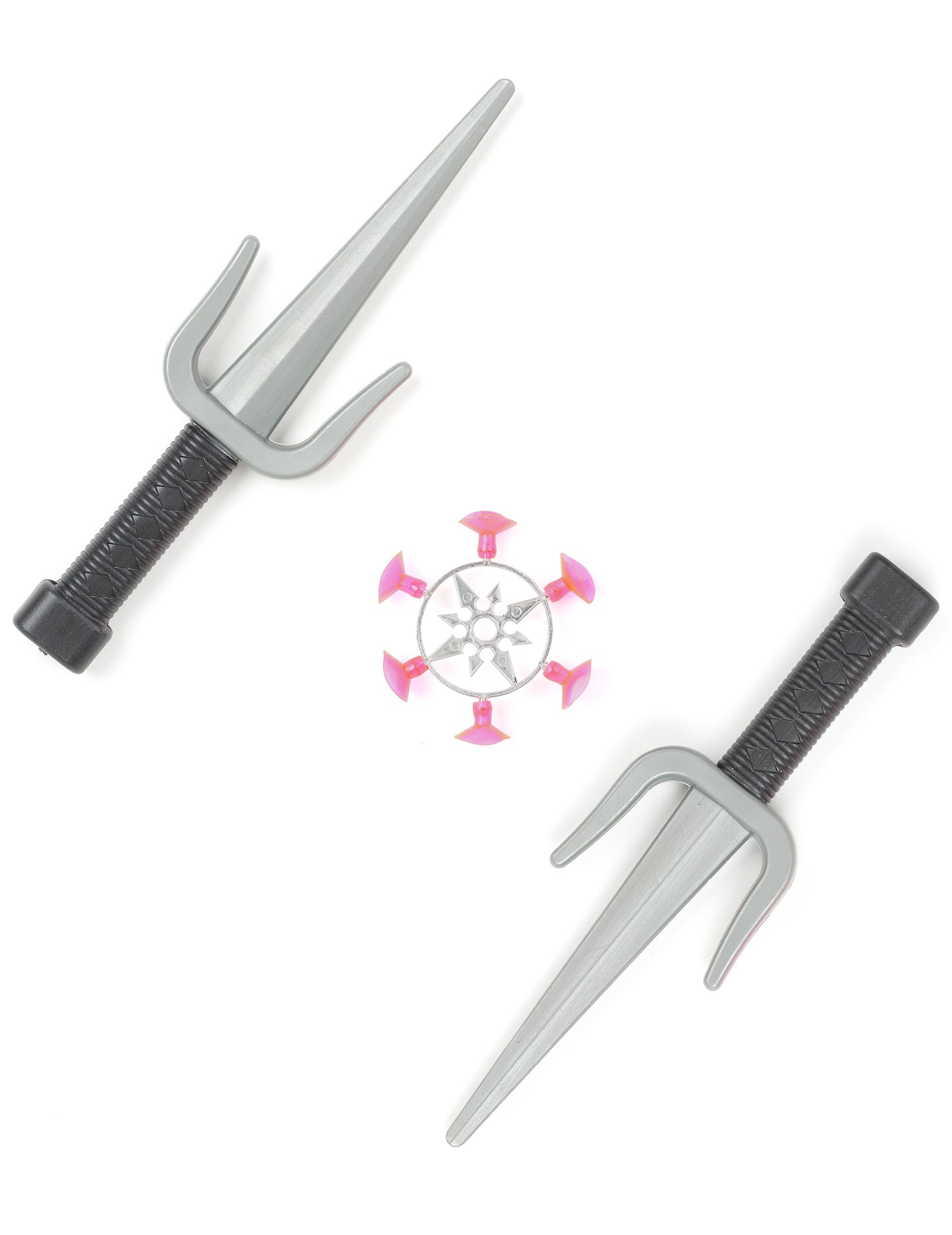 Szürke és fekete műanyag ninja készlet gyerekeknek tapadókorongos shuriken-nel