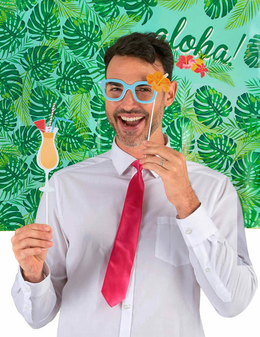 Mise en situation avec accessoires du kit photobooth Hawaï
