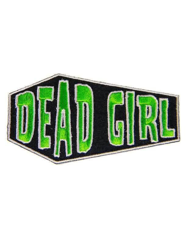 Sötét gótikus Patch Dead Girl női zöld és fekete koporsó alakú