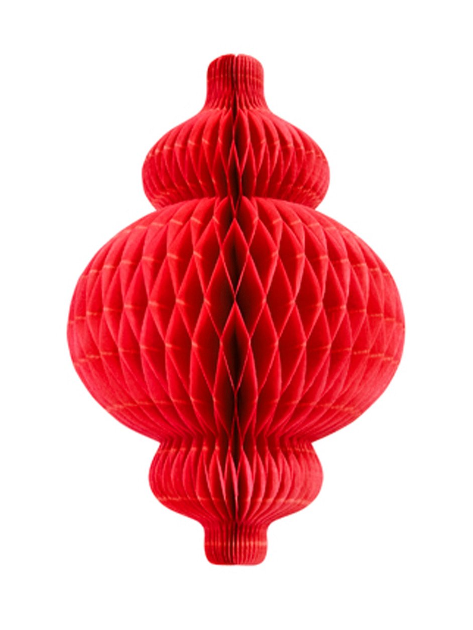 30 cm-es piros, méhsejt mintás papírlámpás, felakasztható cm
