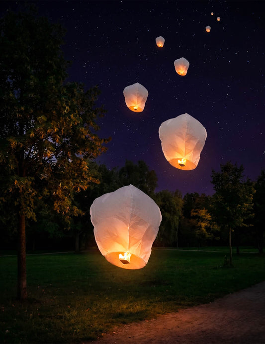Fehér repülő lampion tűzálló papírból, 1 m