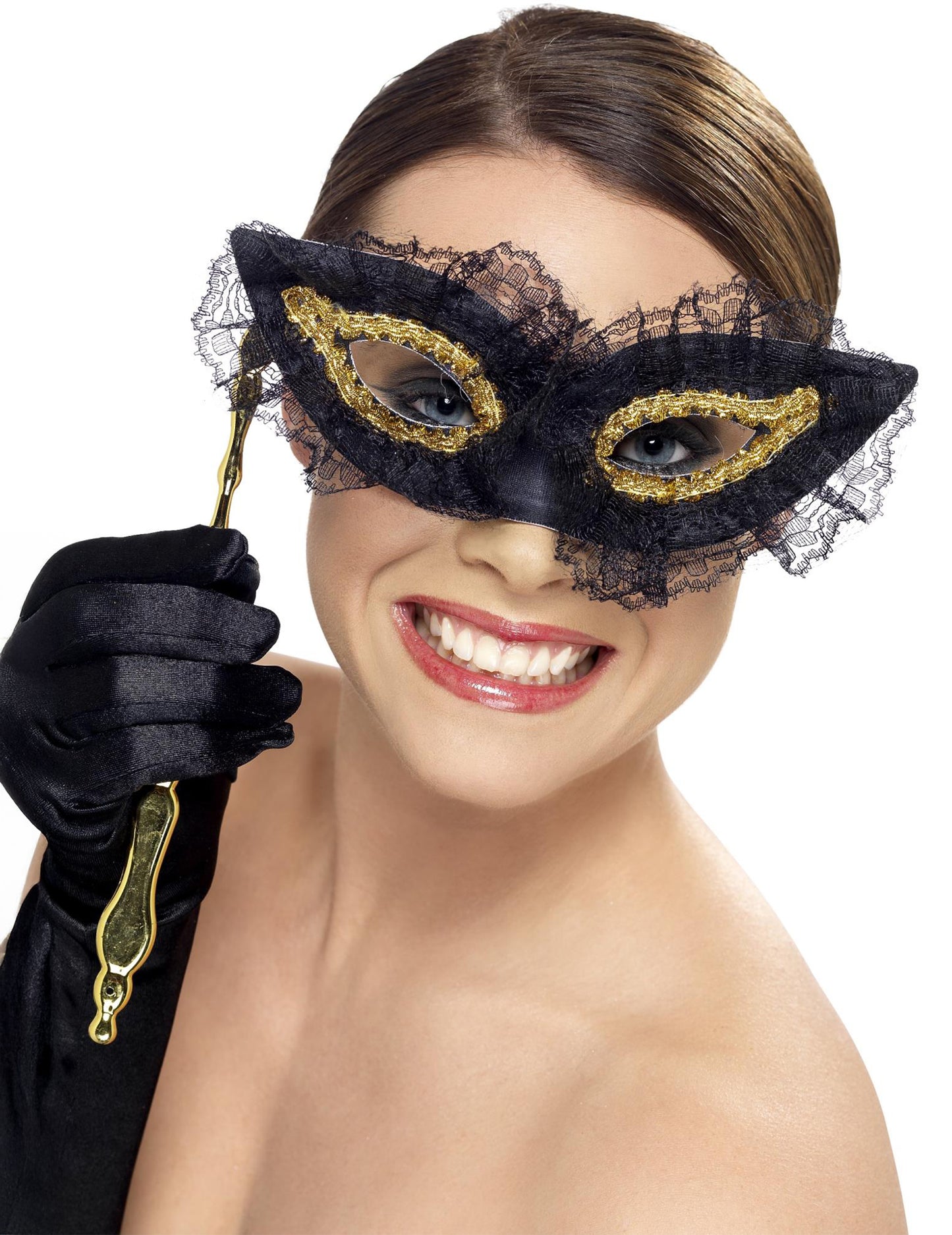 Fekete és arany farkas felnőtt rúd csipkével