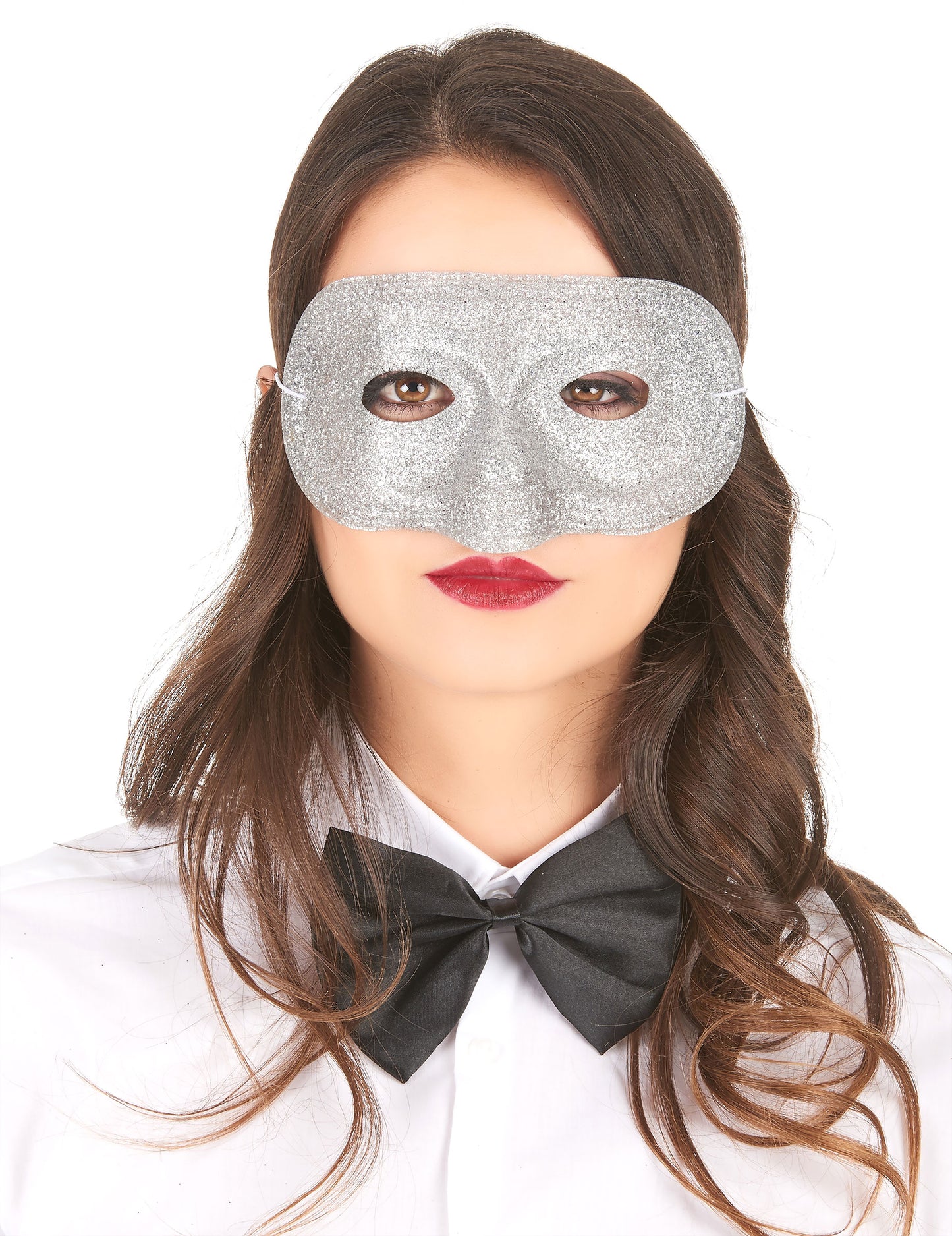 Ezüst felnőtt csillámos maszk elölnézet