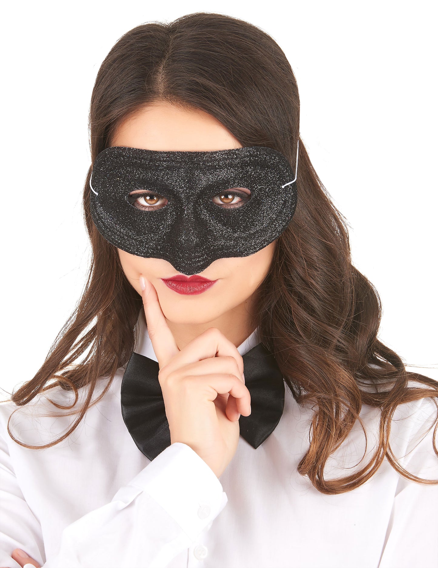 Loup plastique pailleté pour adulte noir