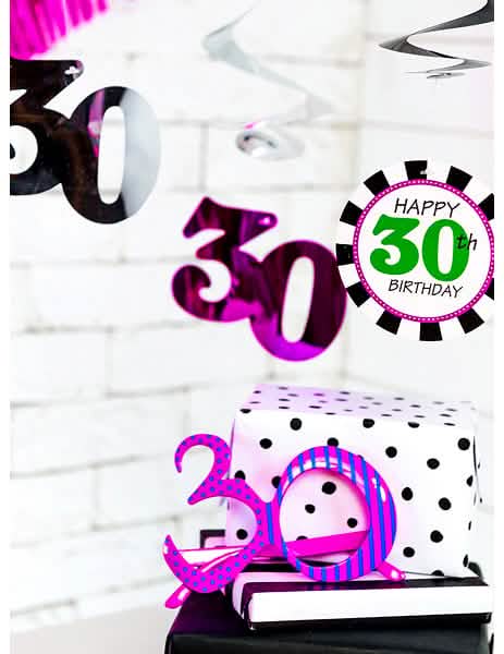 Mise en situation avec décoration d'anniversaire des Lunettes âge 30