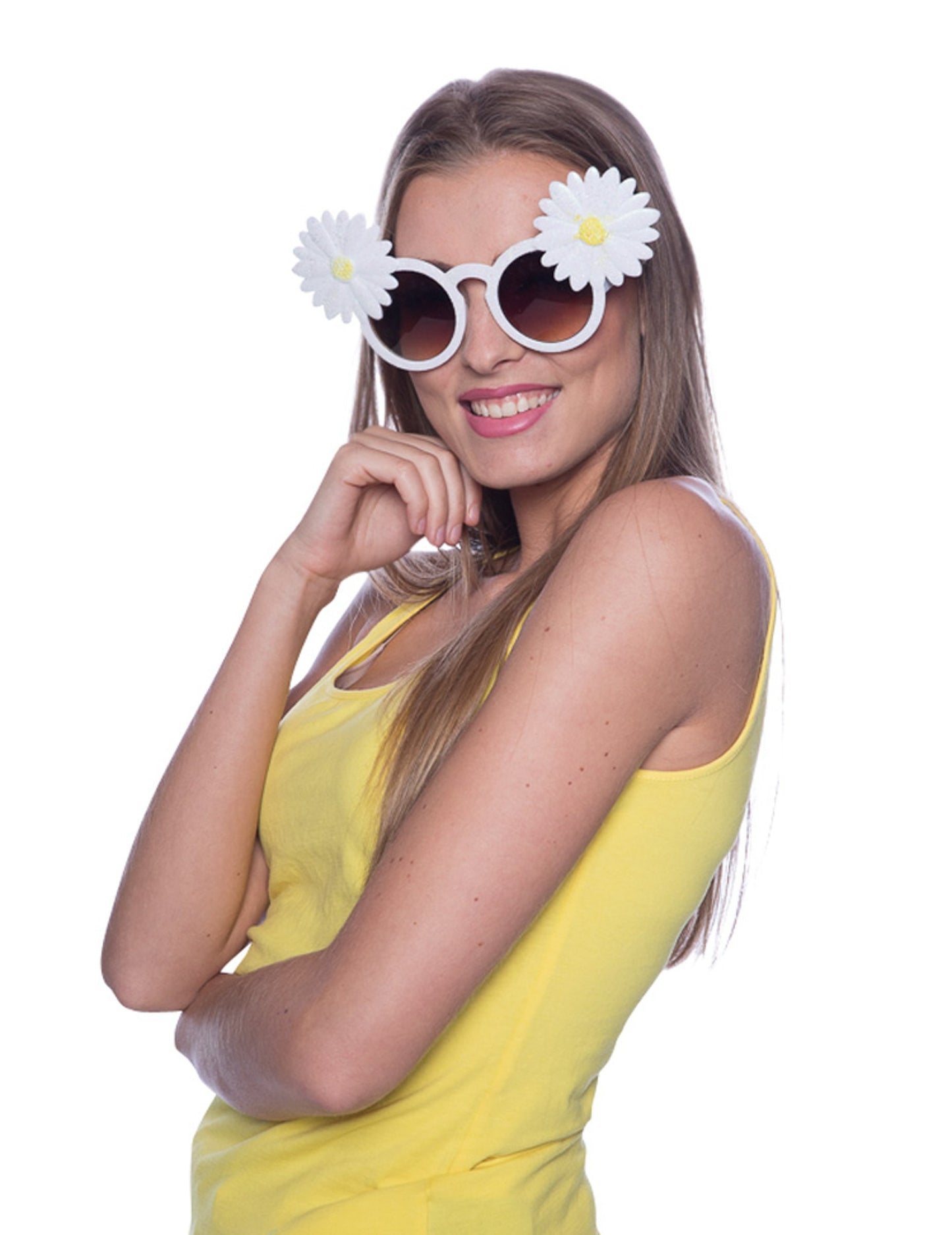 Felnőtt fehér marguerite szemüveg