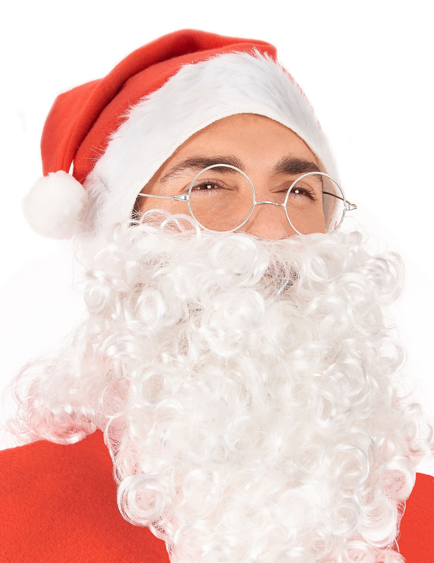 Közelkép a felnőtt Mikulás kerek szemüvegéről