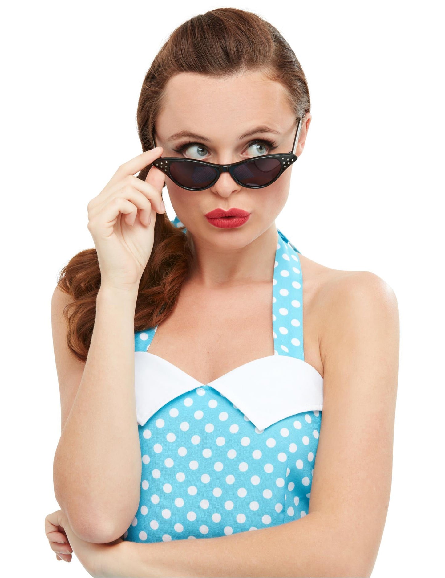 Lunettes rétro à strass pour femme noires