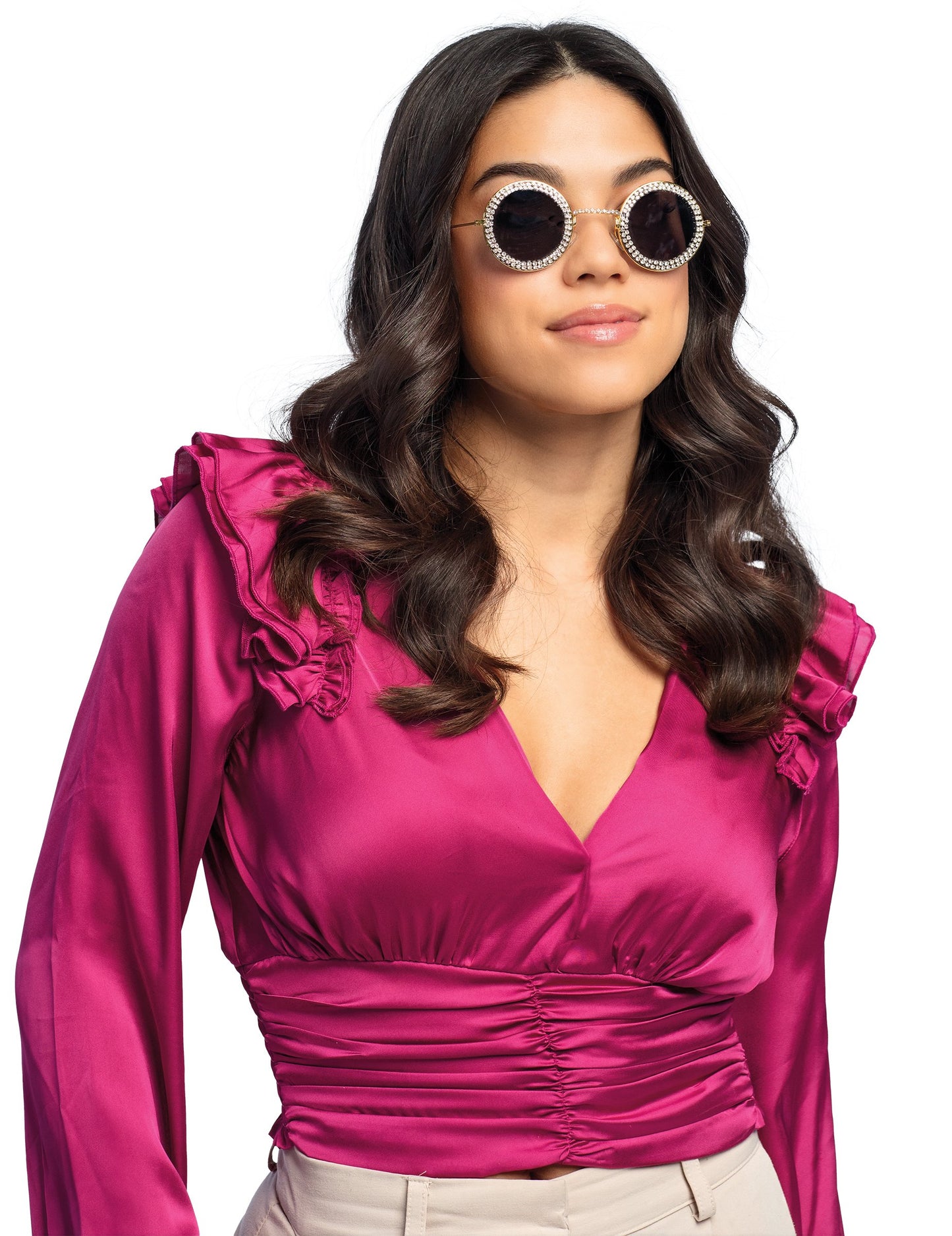 Felnőtt strasszos kerek szemüveg