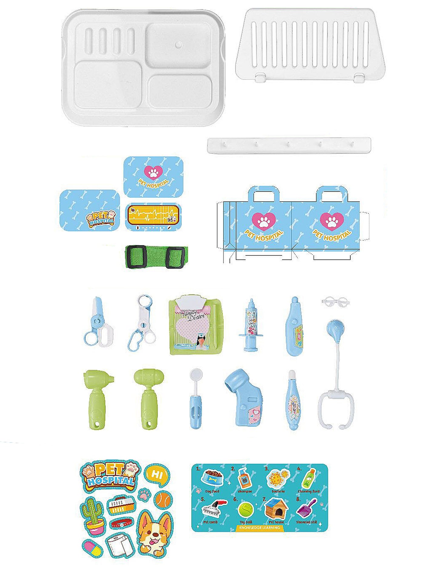 Állatorvosi játékkészlet minden tartozékával