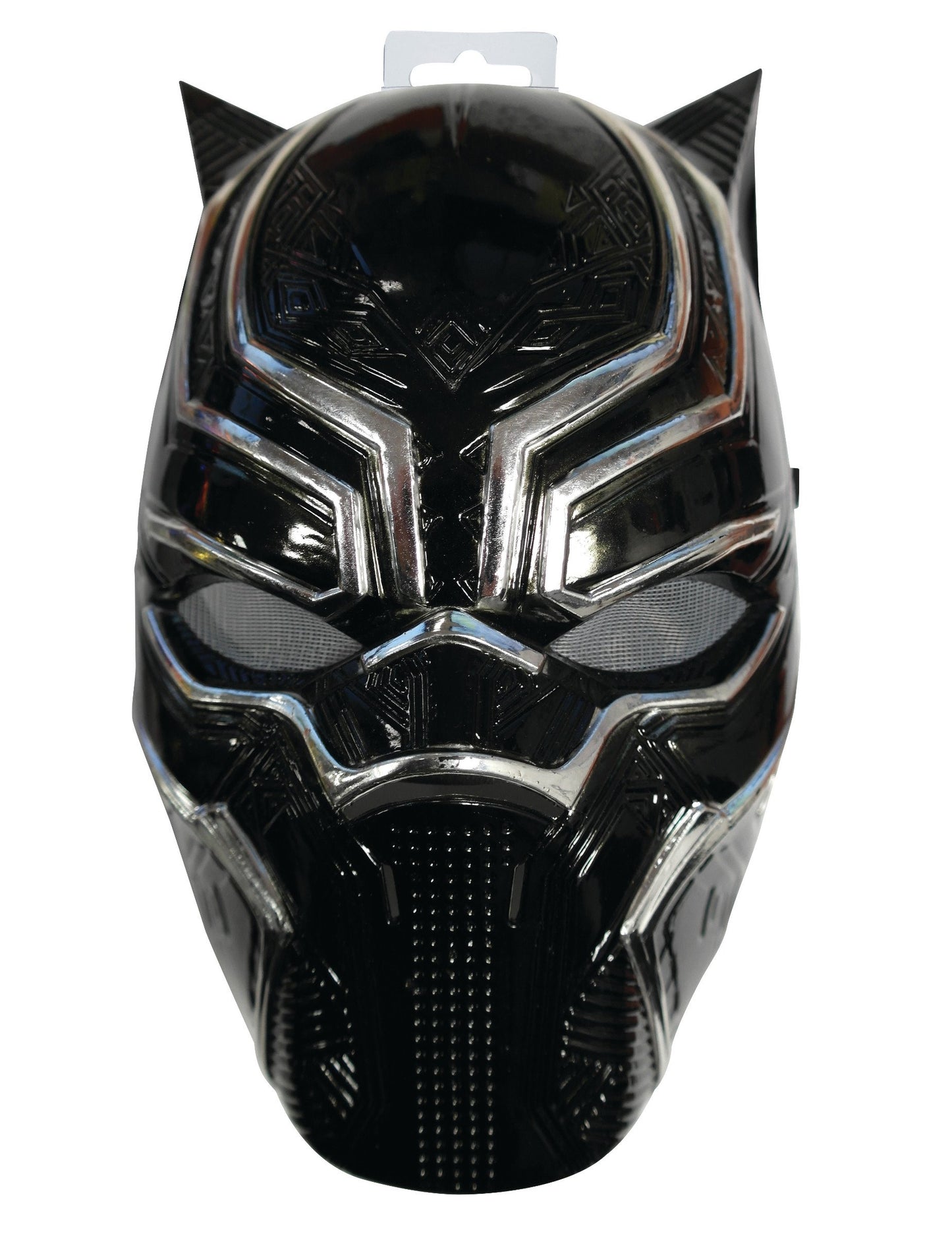 Vue de face du demi-masque Black Panther pour enfant