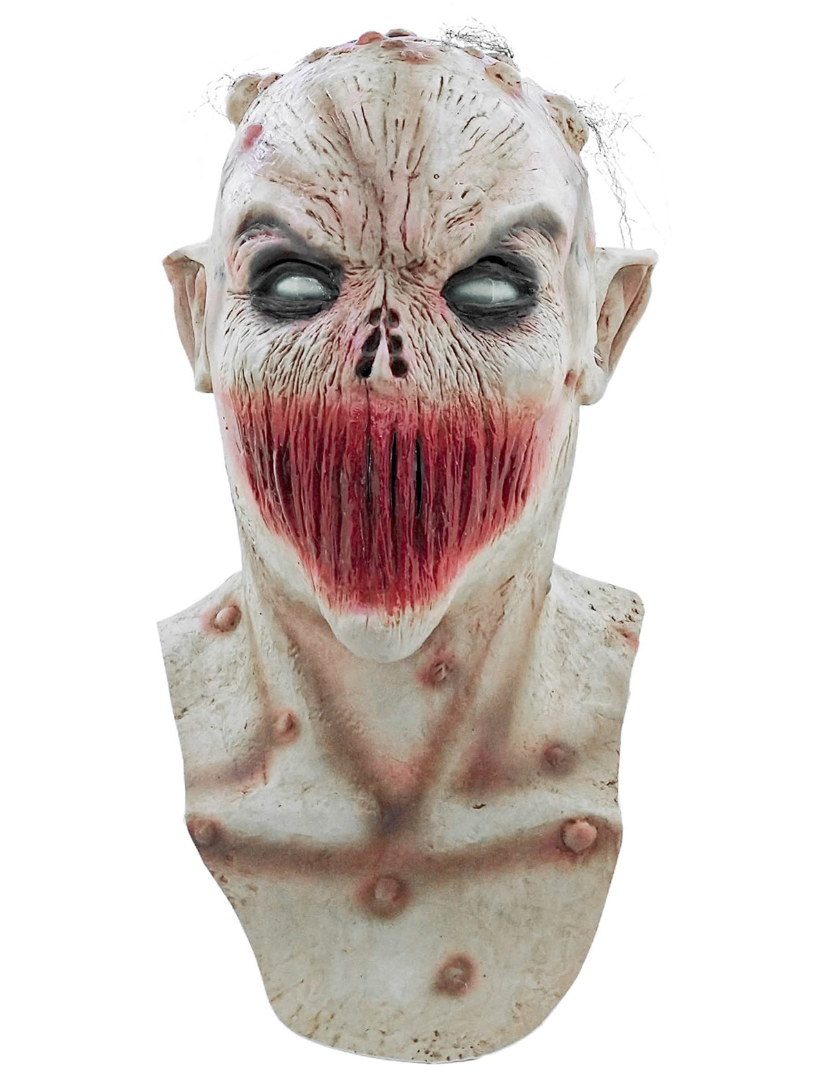 Elölnézet a halloween varrt szájú maszkjáról