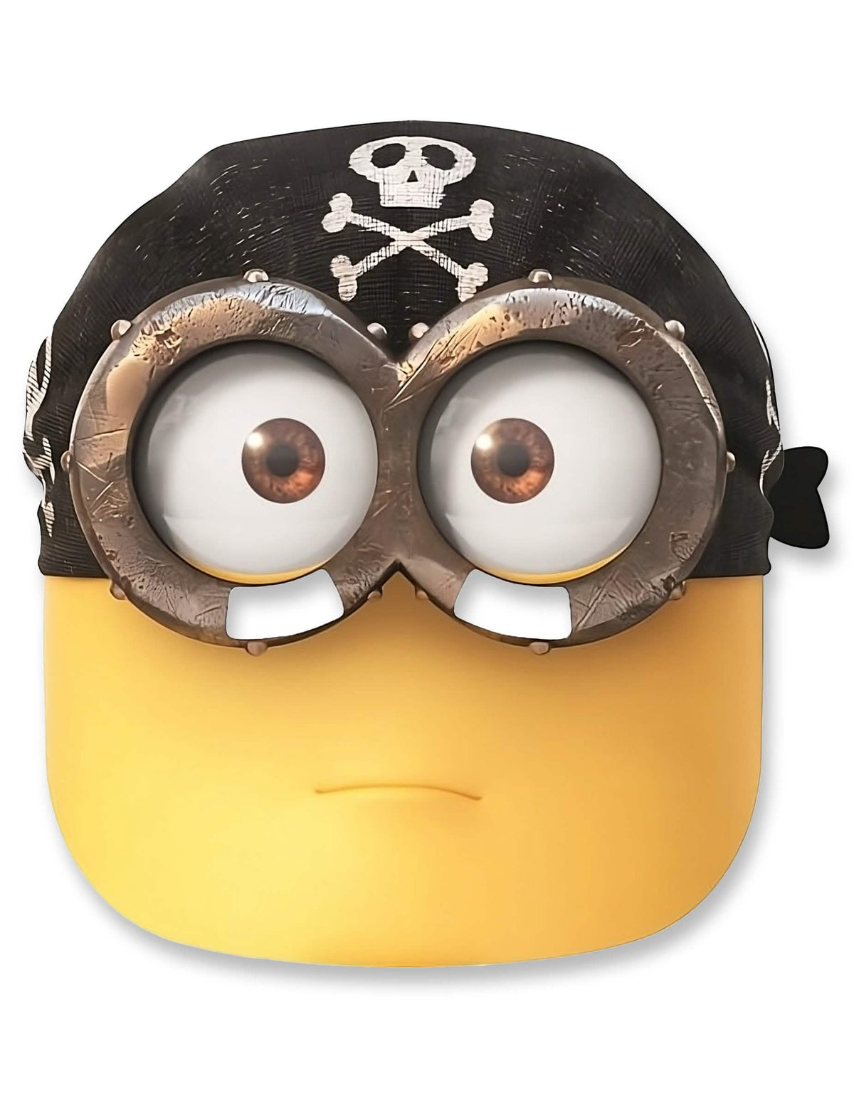 Karton kalózmaszk Minionok™ gyermeknek sárga bandanával és fekete koponyával