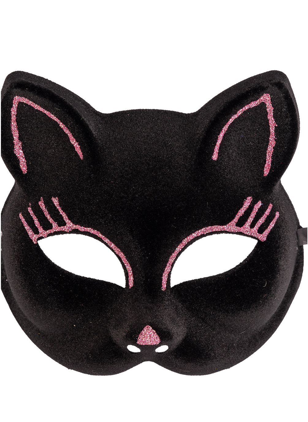 Masque chat pour adulte noir avec paillettes roses