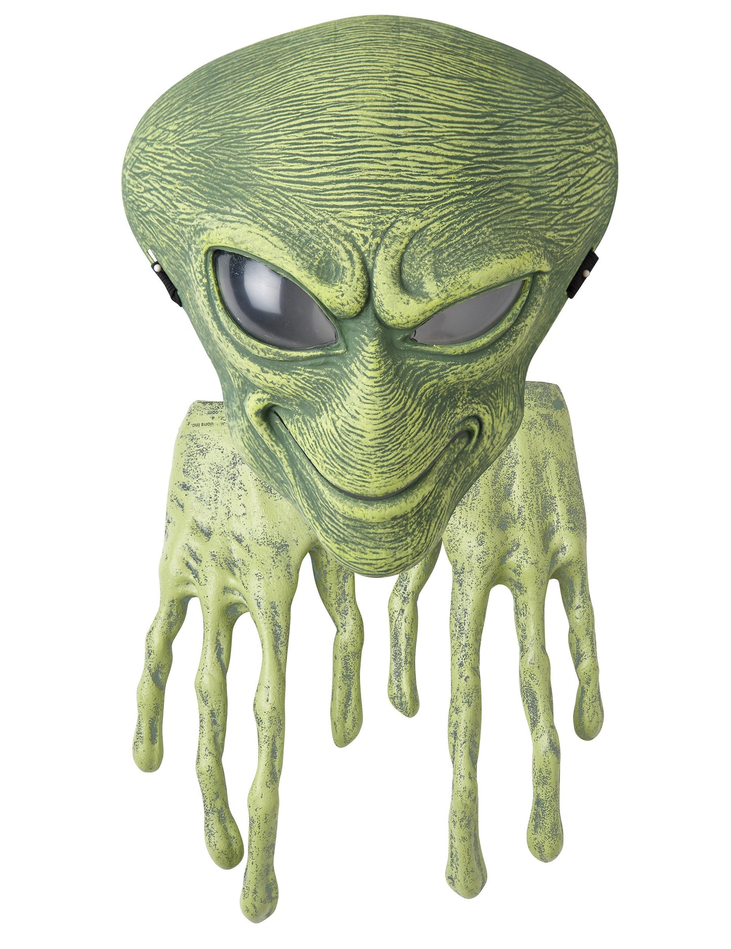 Vue de face avec détail des doigts du masque et gants alien