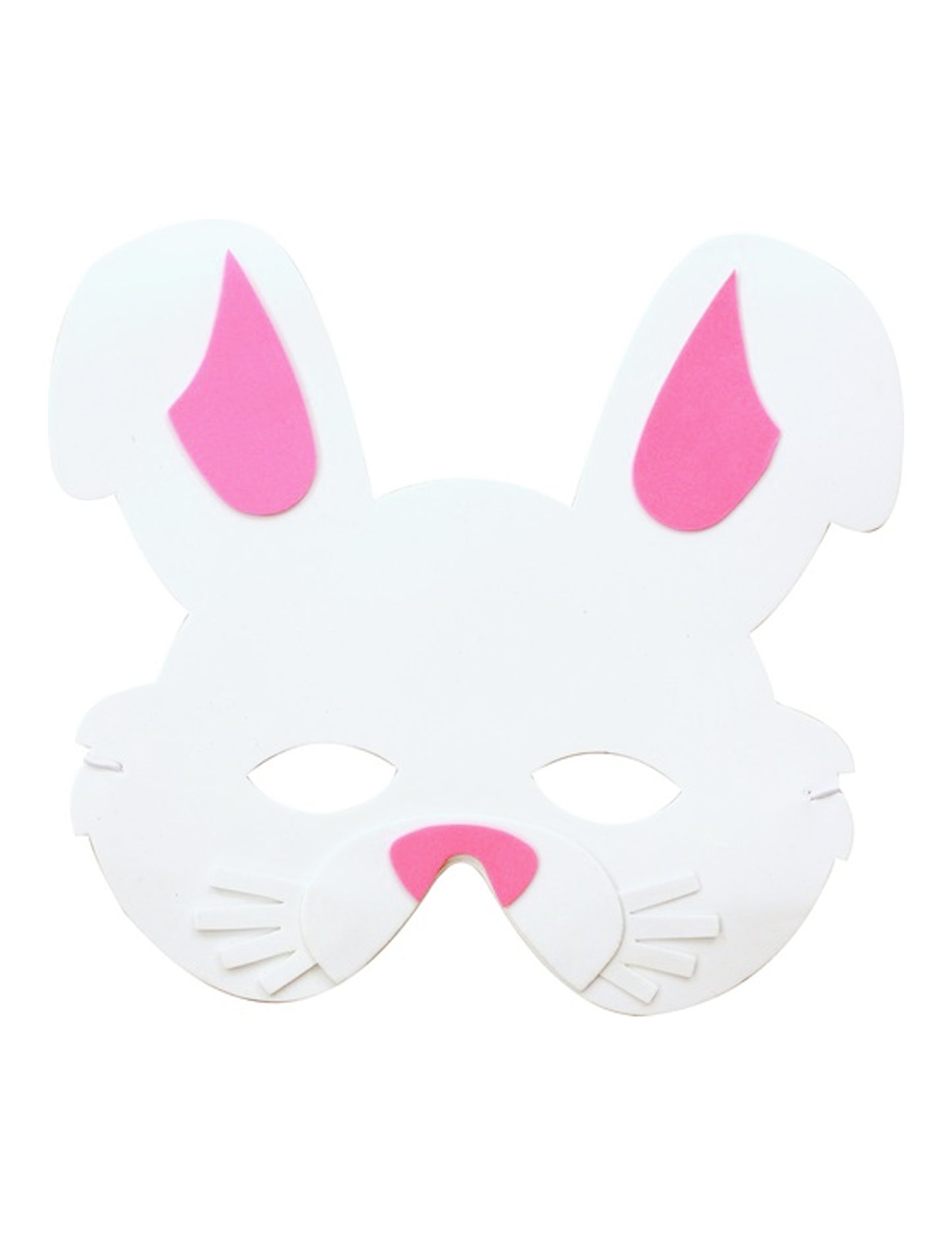 Fehér és rózsaszín hab nyuszi maszk gyerekeknek