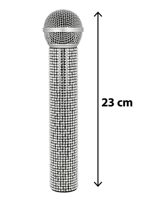 Ezüst strasszos mikrofon 23 cm