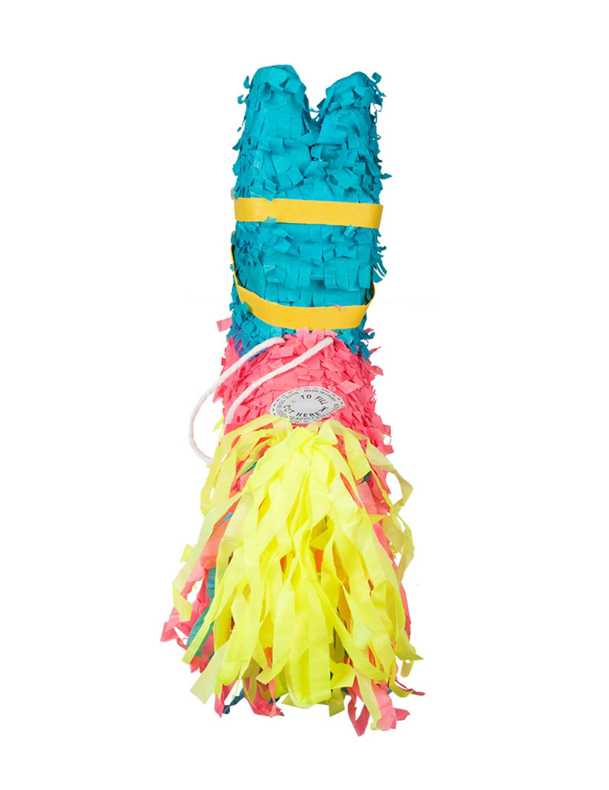 Hátulnézet a sokszínű szamár mini piñatáról