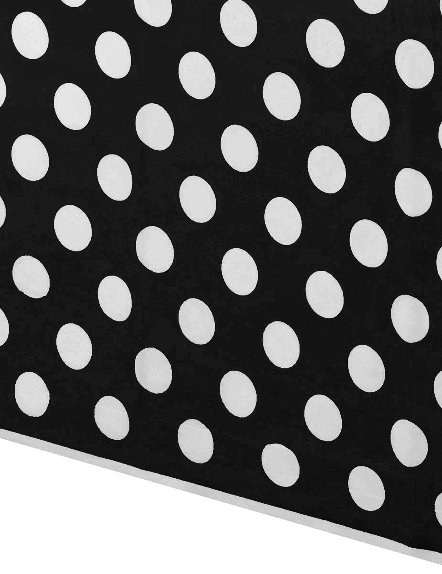 Fekete műanyag asztalterítő fehér pöttyökkel, téglalap alakú, 137 x 274 cm