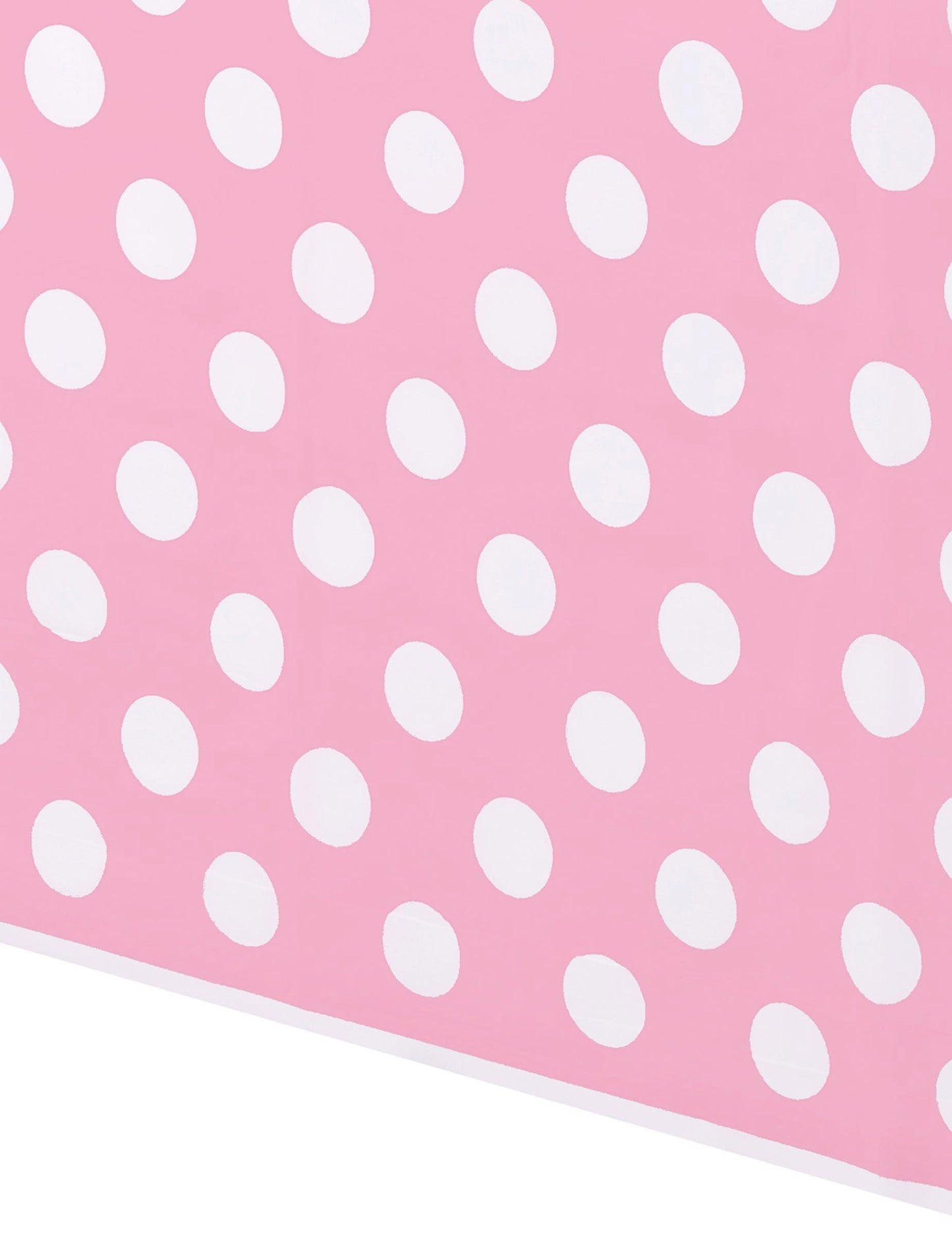 Rózsaszín műanyag terítő fehér pöttyökkel, 137 x 274 cm cm retró dekoráció