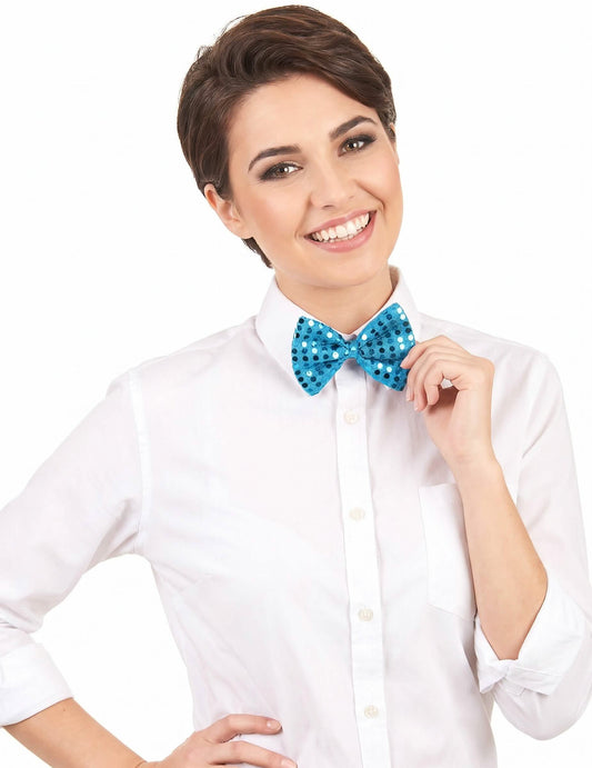 Türkiz pillangócsomó felnőtt flitterekkel