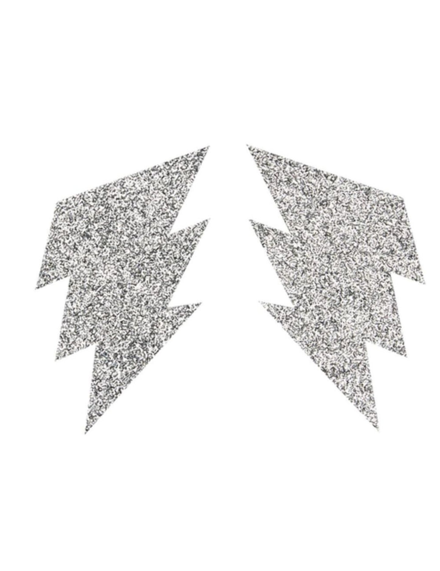 Ezüst csillogó villám alakú mellbimbóvédő pár