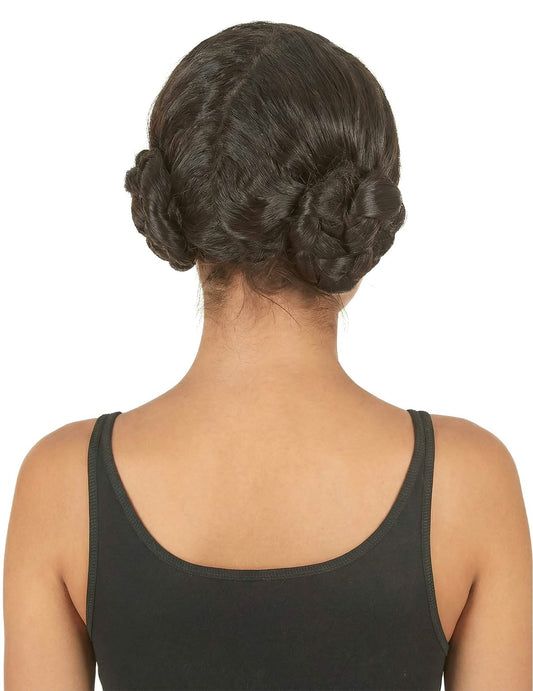 Vue de dos de la perruque avec chignon pour femme