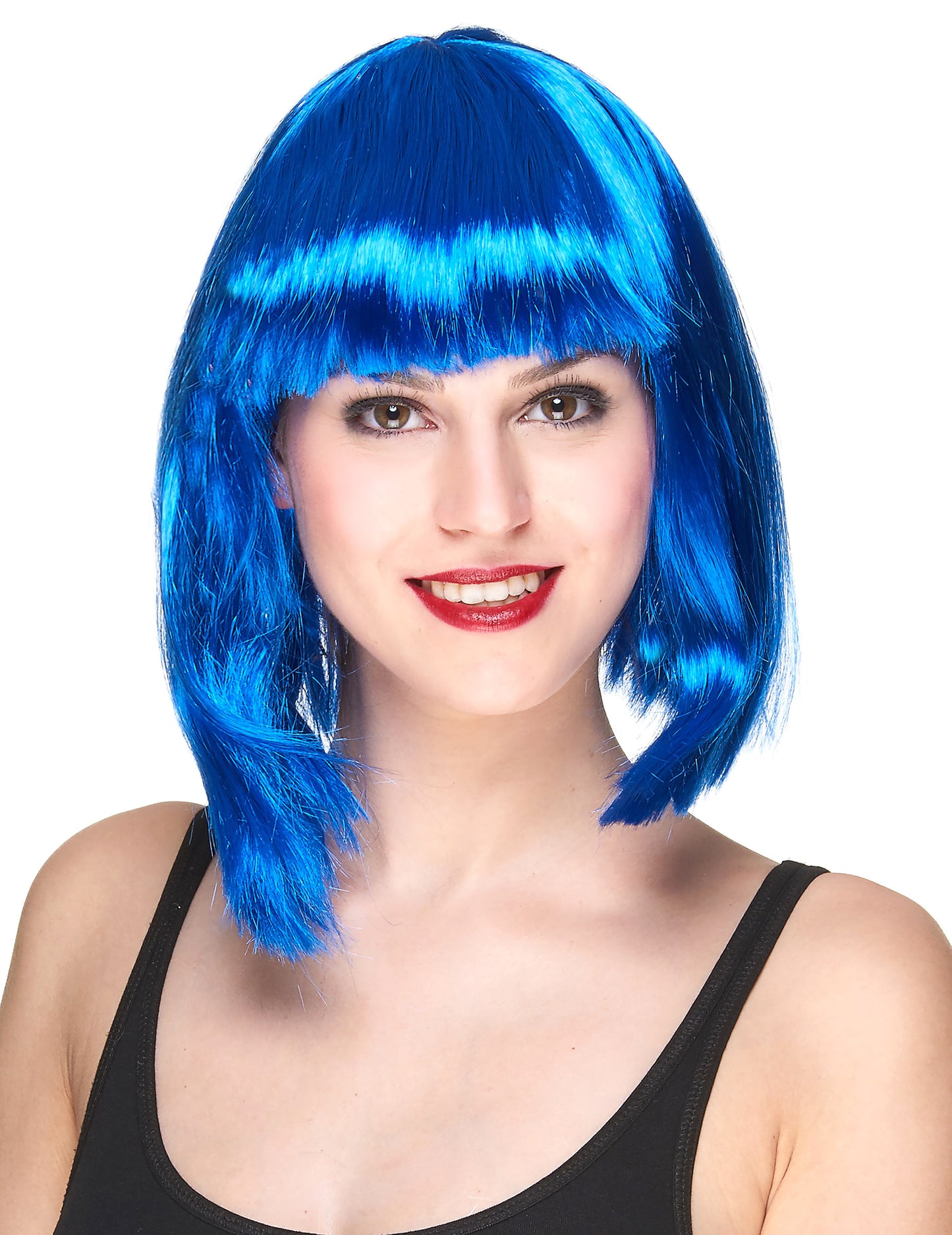 Kék félhosszú bob paróka nőknek