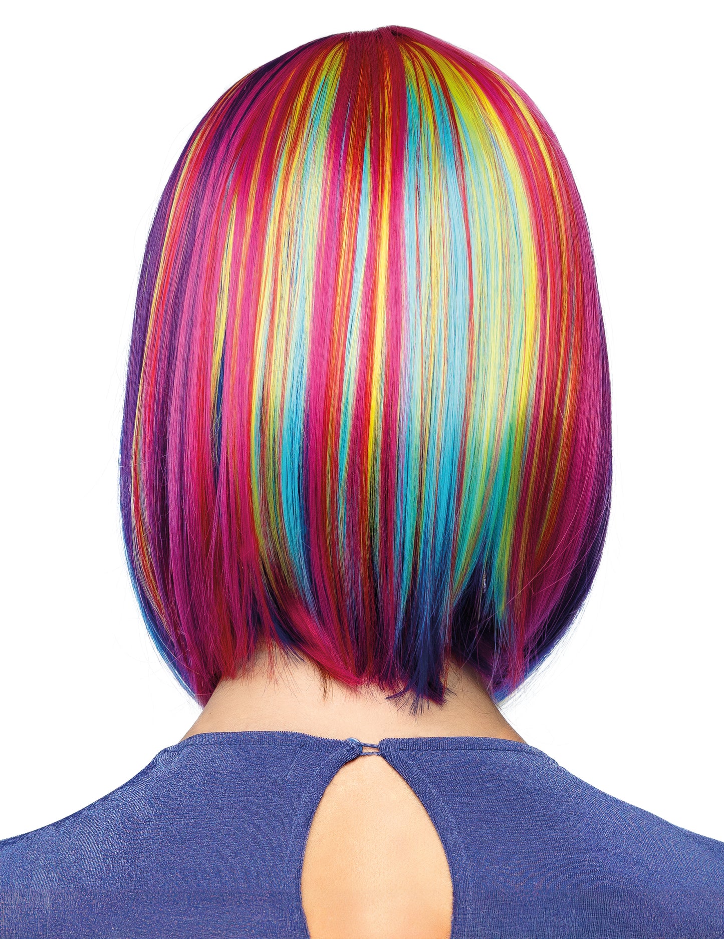 Hosszú négyzet alakú paróka többszínű Wicks -szel