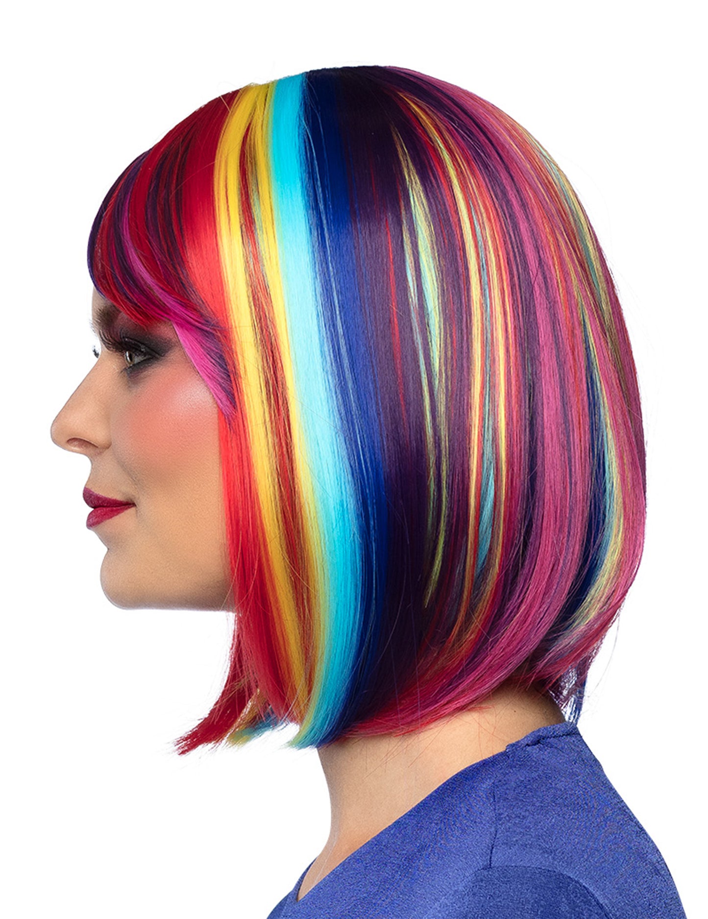 Hosszú négyzet alakú paróka többszínű Wicks -szel