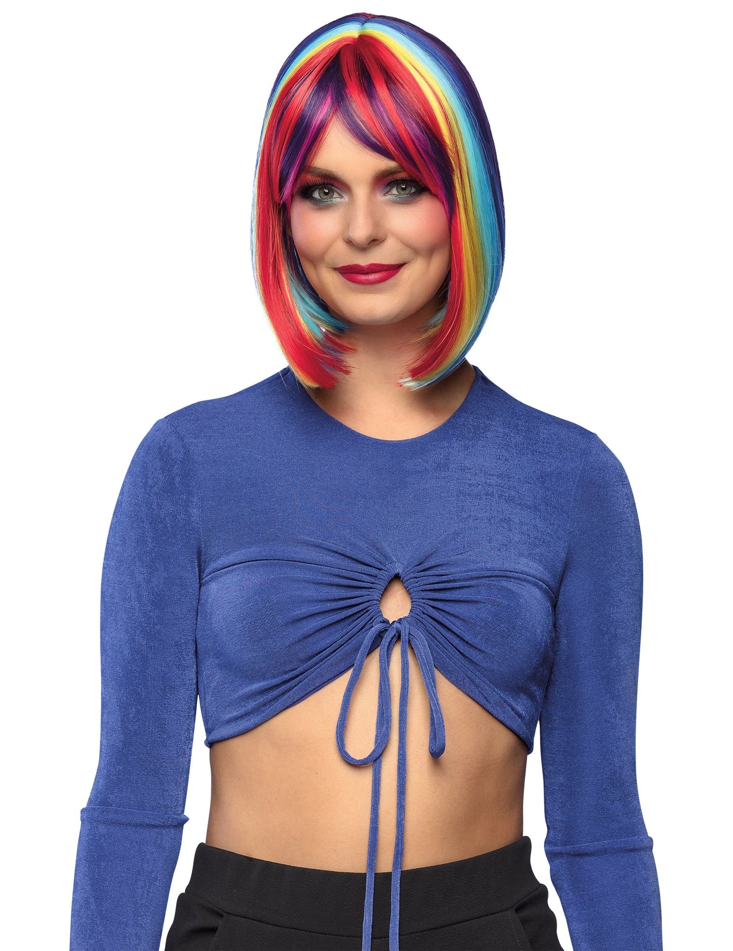 Hosszú négyzet alakú paróka többszínű Wicks -szel