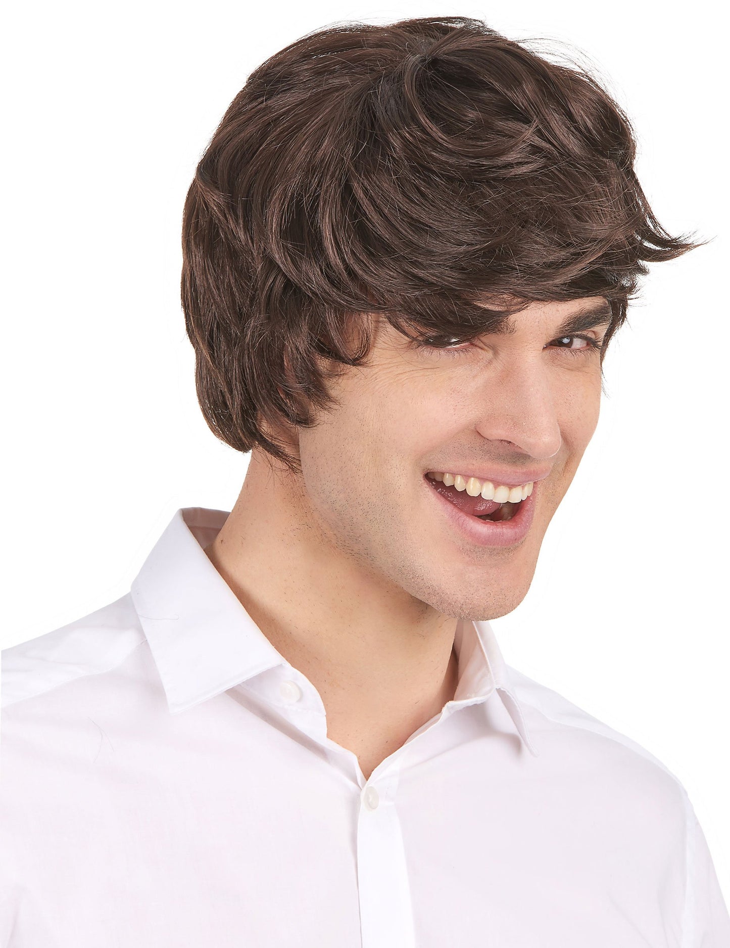 2021-es rövid barna paróka férfiaknak