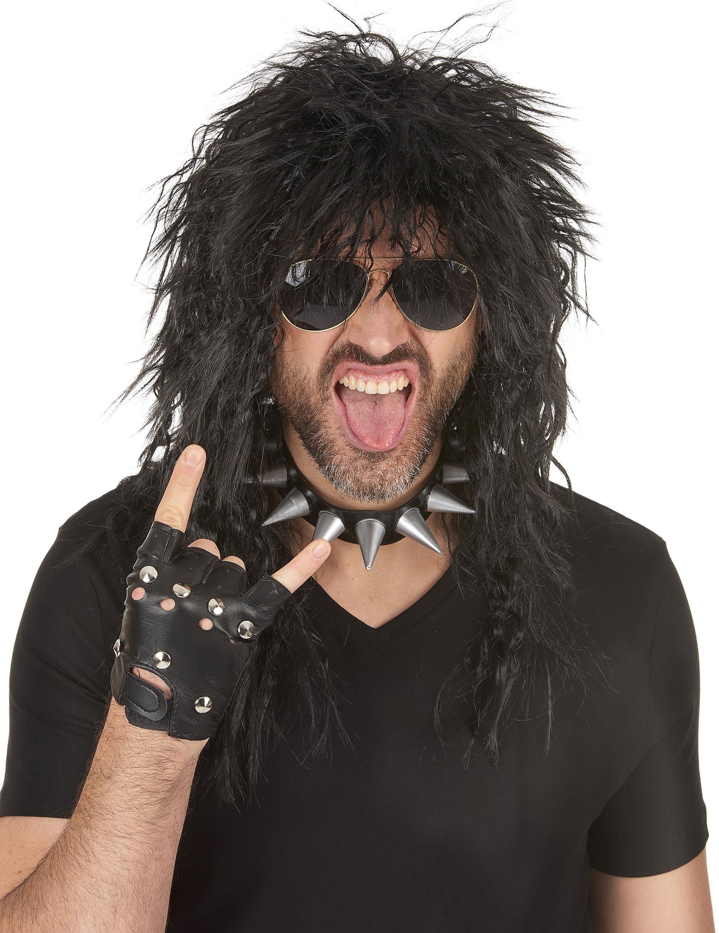 Kemény fekete rocker fekete paróka