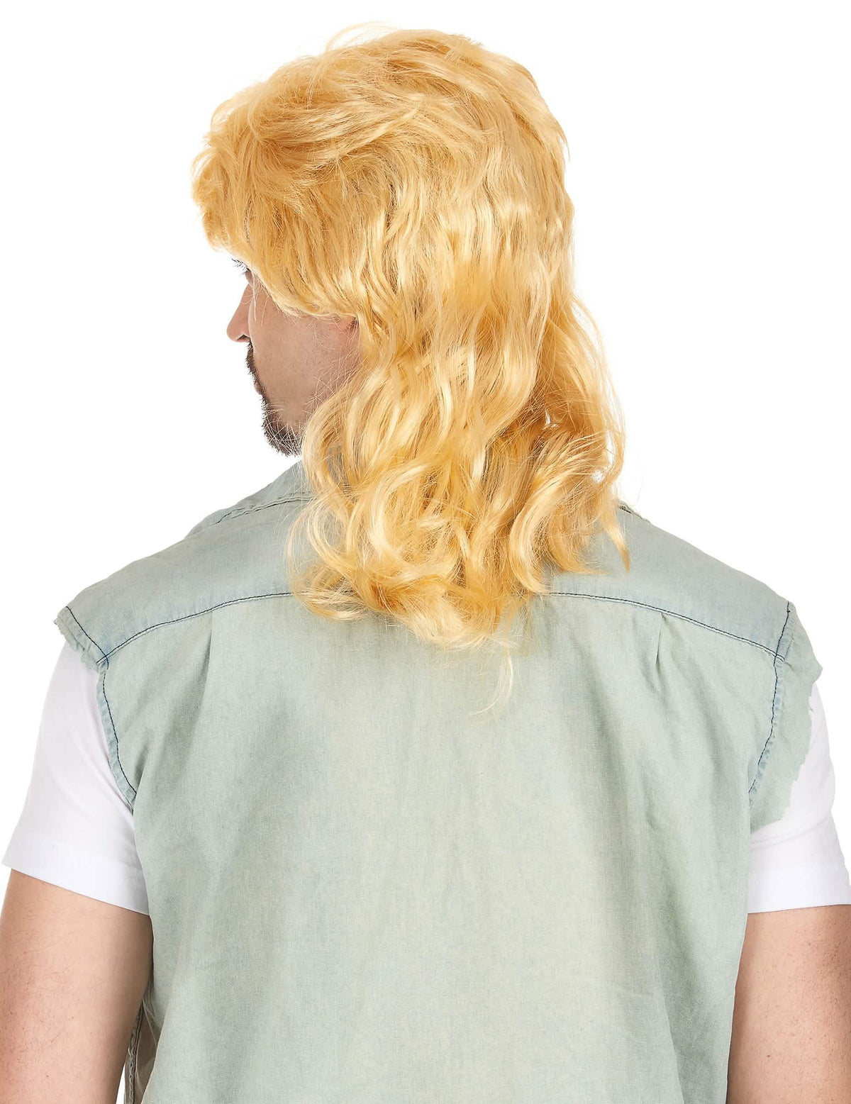 Szőke férfi mullet paróka hátulnézete