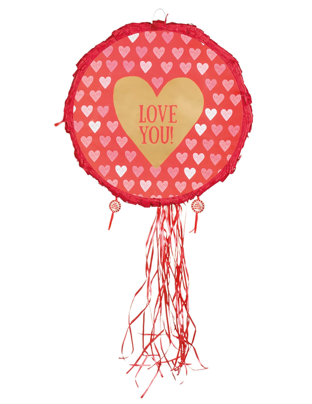 Love you szív piros és arany parti pinata