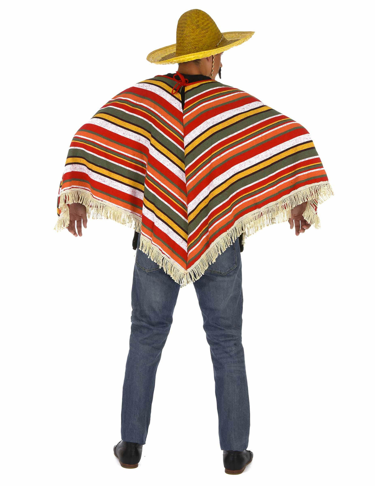 Hátulnézetű felnőtt mexikói poncsó