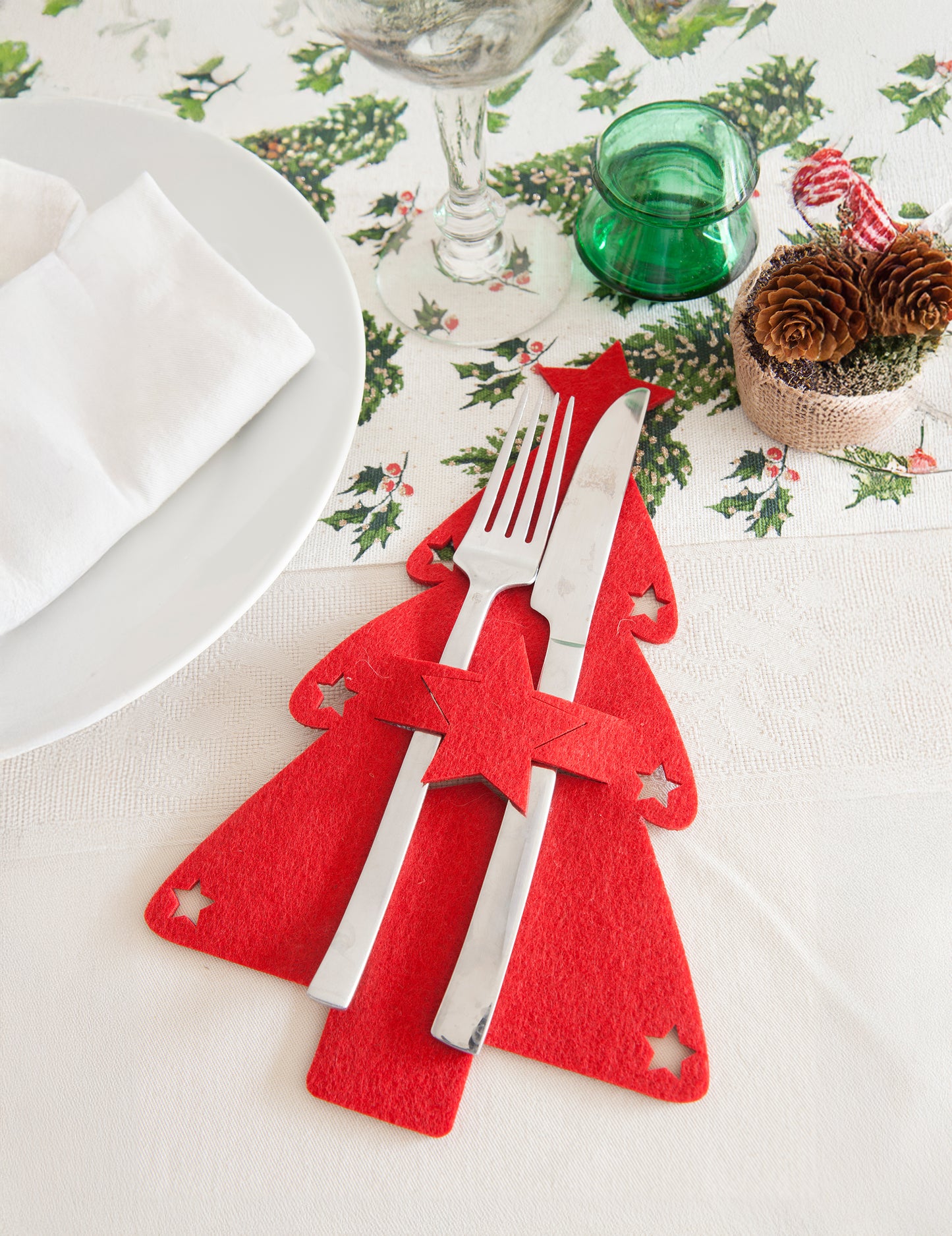 4 filc fenyőfa evőeszköztartó 26 cm karácsonyi díszek