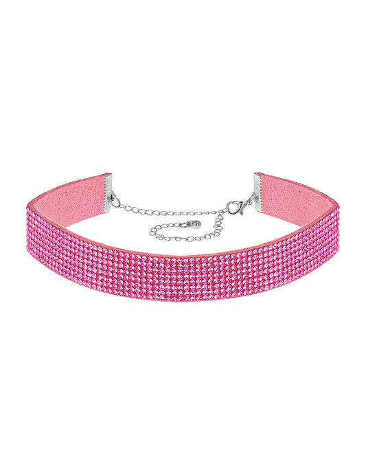 Rózsaszín strasszos choker felnőtteknek