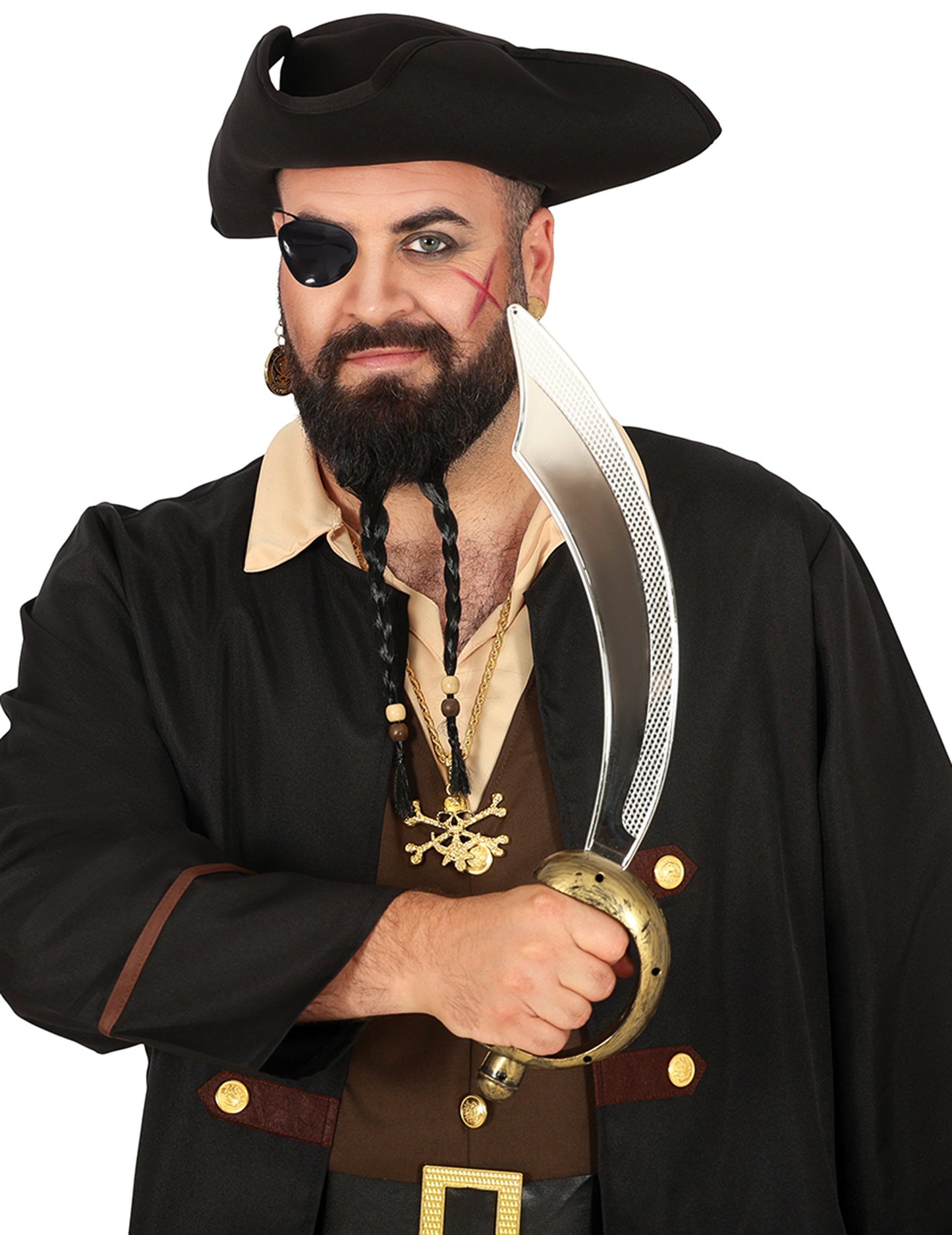 Elölnézet a kalóz kard és szemfedő