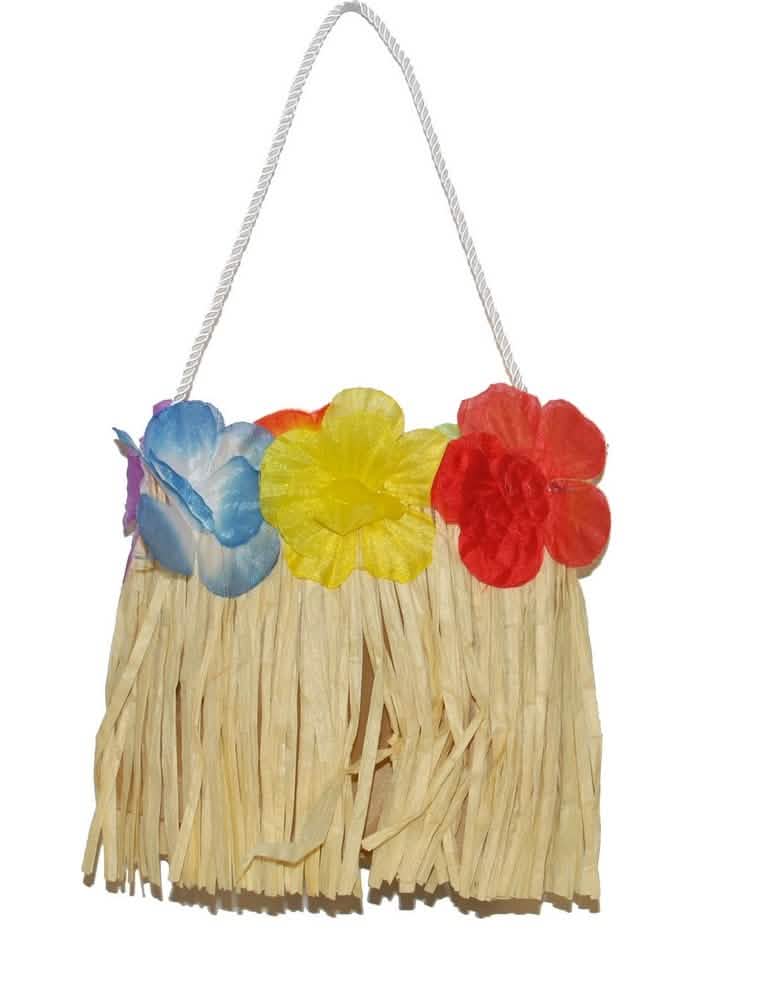 felnőtt hawaii raffiás táska bézs, többszínű virágokkal
