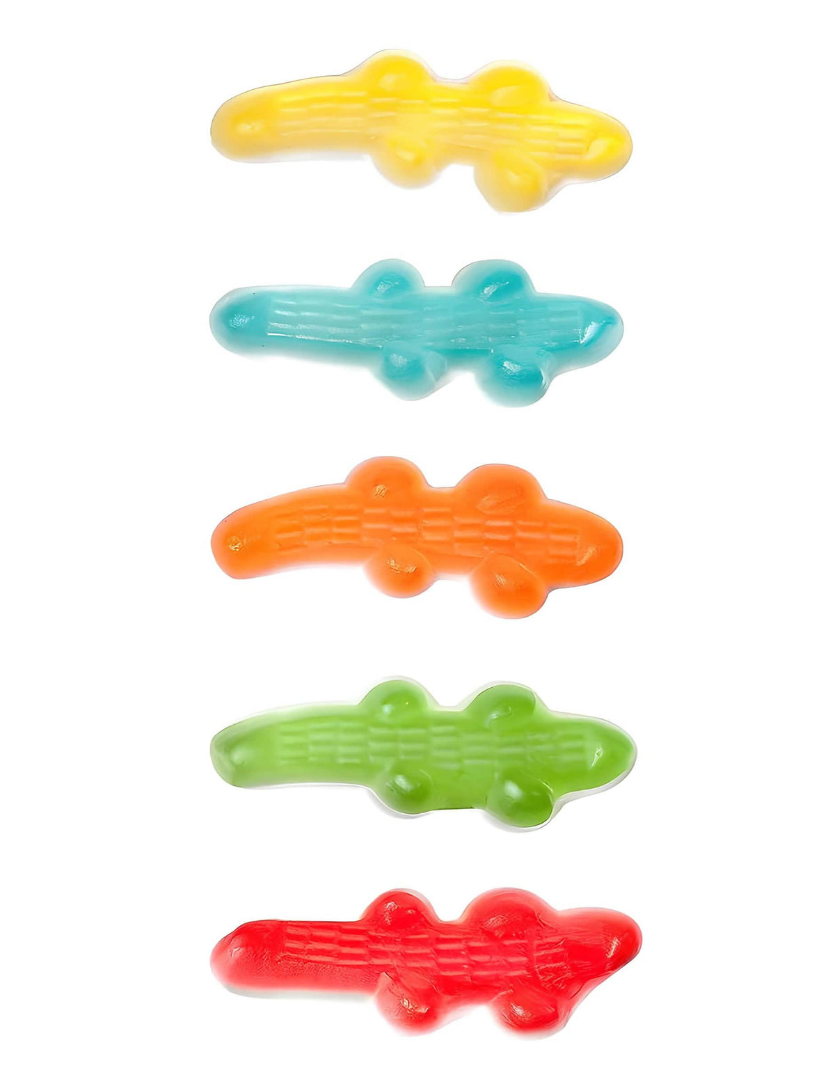 Közelkép a Haribo Croco cukorkák különböző színeihez tartozó zacskóról