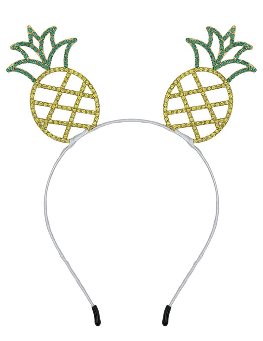 Vue de face du serre-tête ananas en métal pour adulte