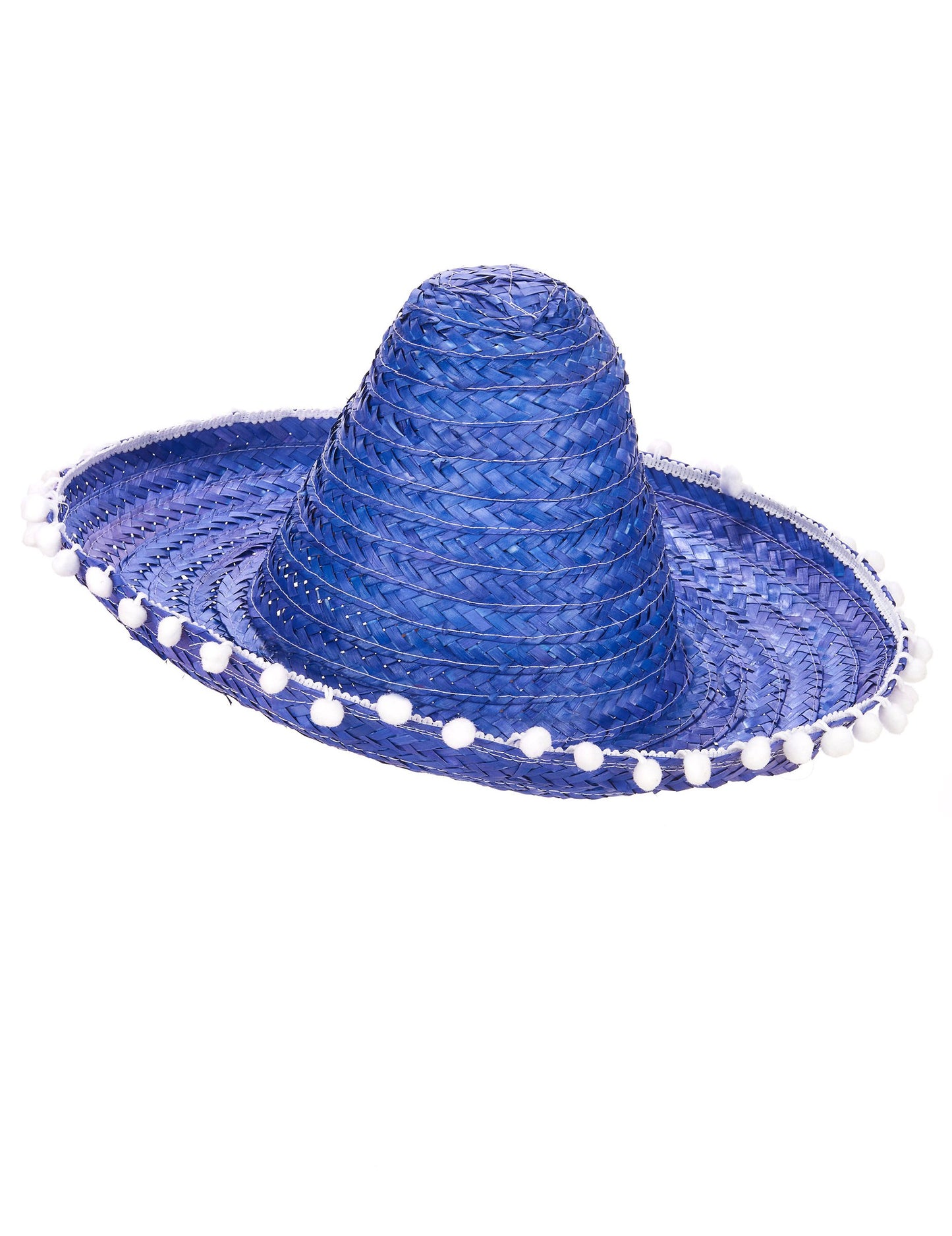 Kék sombrero felnőtt pompom határral